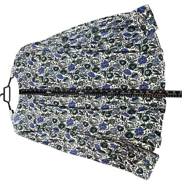 Lane Bryant Button Front Top Dark Blue Floral Womens Sz 30/32 Ruched NEW NWT - Picture 5 of 11